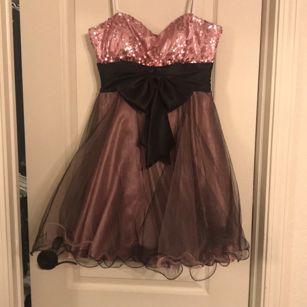 Masquerade strapless black and pink dress
